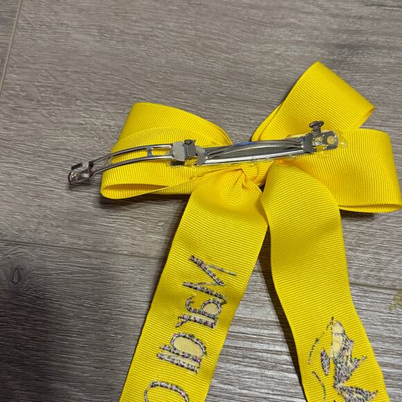 Yellow Mardi Gras Hair Bow Snap Clip Large Ribbon Barrette Party Accessory - Picture 8 of 9